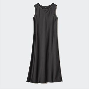 NWT - Uniqlo black satin sleeveless dress - XS